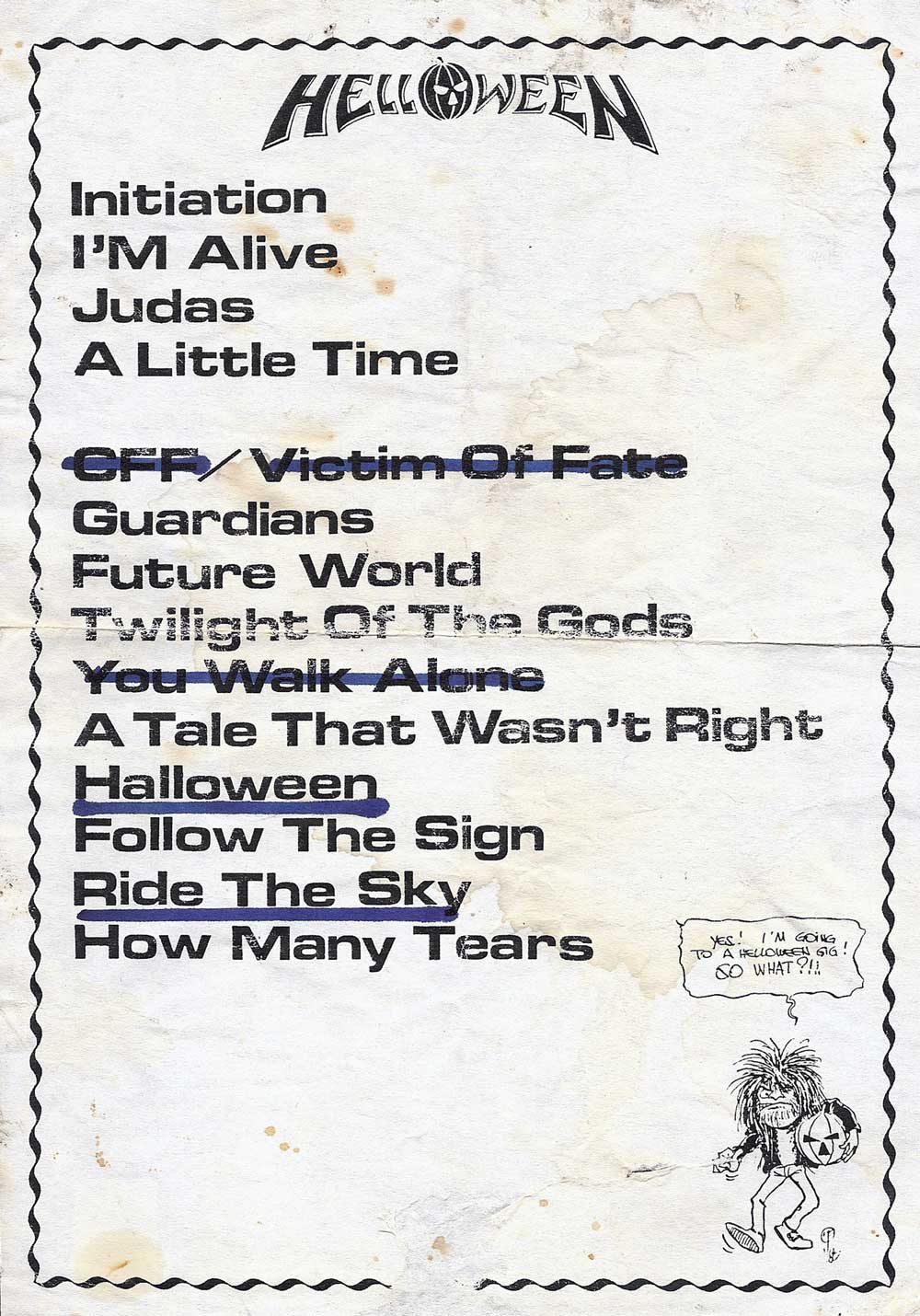 Helloween Setlist Noorderligt, Tilburg, Netherlands 1987, Seven Keys Tour